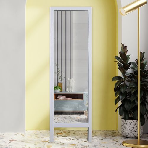 Specchio Bianco Trasparente Forma Rettangolare Tipologia a Terra 45x145h cm, Colore Struttura Trasparente - Crea