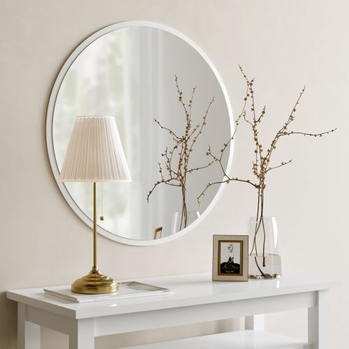 Specchio Bianco Trasparente Forma Rotondo Tipologia a Parete 60x60h cm, Colore Struttura Trasparente - Rosciano