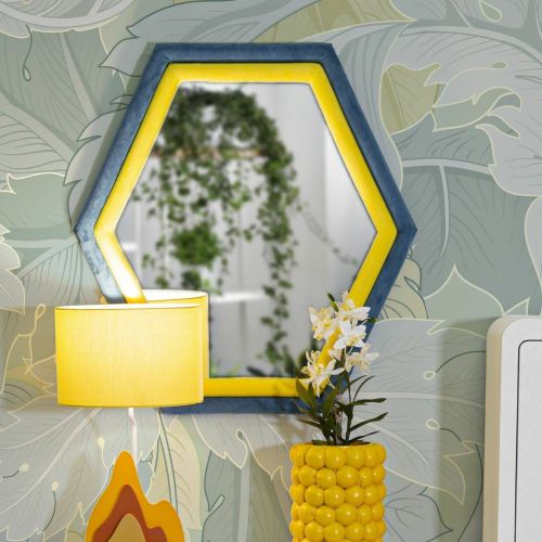 Specchio blu e giallo 75x80h cm - Balla