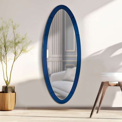 Specchio blu Trasparente Forma Ovale Tipologia a Parete 55x150h cm, Colore Struttura Trasparente - Trakai