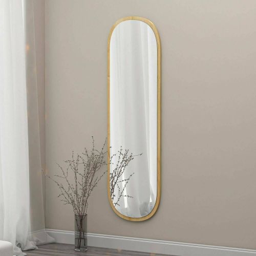 Specchio Calypso, Specchiera, Articolo d'arredo a muro, Specchio con cornice, 40x2h120 cm, Naturale