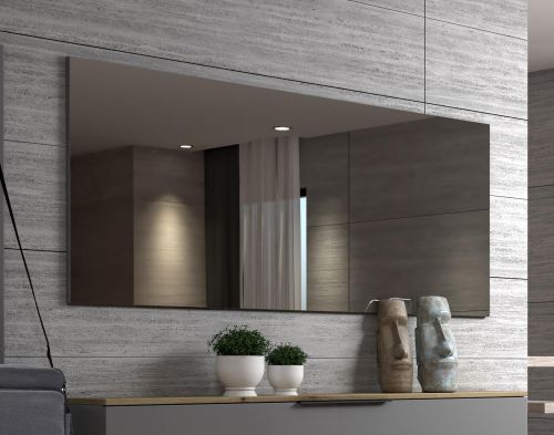 Specchio Giyani, Specchiera, Articolo d'arredo a muro, Decorazione con specchio, Made in Italy, 160x2h65 cm, Grigio