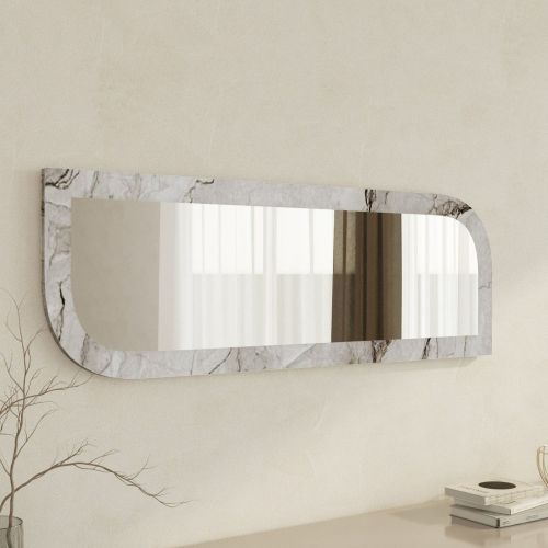 Specchio Grigio Marmo Trasparente Forma Rettangolare Tipologia a Parete 120x40h cm, Colore Struttura Trasparente - Grana