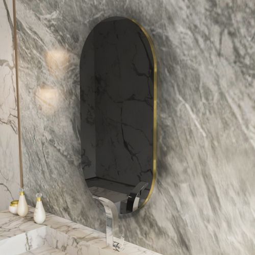 Specchio Grigio Scuro Trasparente Forma Ovale Tipologia a Parete 45x85h cm, Colore Struttura Trasparente - Teco