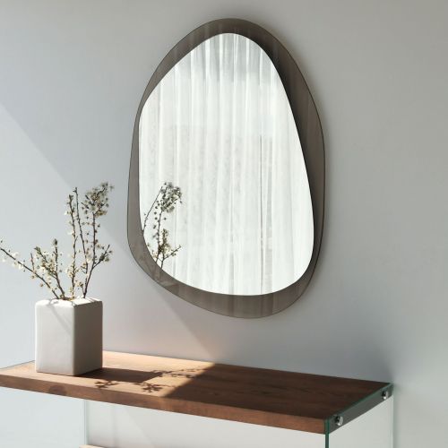Specchio Marrone Bronzo Trasparente Forma Ovale Tipologia a Parete 75x55h cm, Colore Struttura Trasparente - Curti