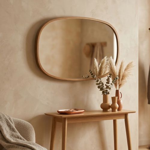 Specchio Marrone Noce Trasparente Forma Ovale Tipologia a Parete 55x38h cm, Colore Struttura Trasparente - Forenza