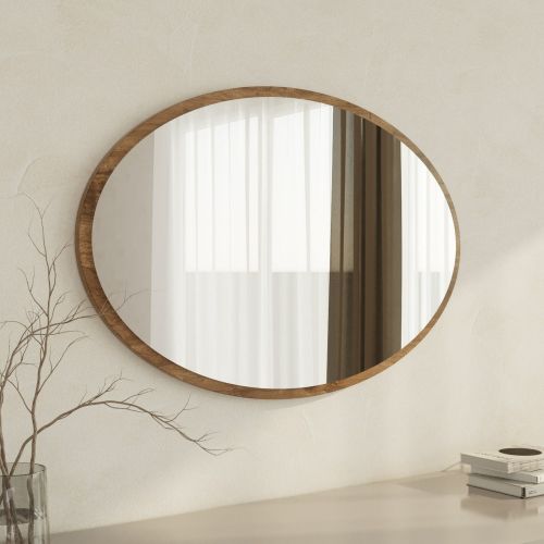Specchio Marrone Noce Trasparente Forma Ovale Tipologia a Parete 60x90h cm, Colore Struttura Trasparente - Trens