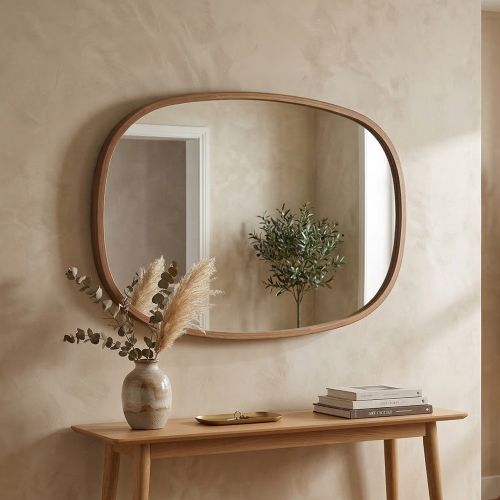 Specchio Marrone Noce Trasparente Forma Ovale Tipologia a Parete 88x62h cm, Colore Struttura Trasparente - Brunico