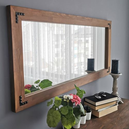 Specchio Marrone Noce Trasparente Forma Rettangolare Tipologia a Parete 110x50h cm, Colore Struttura Trasparente - Corvara