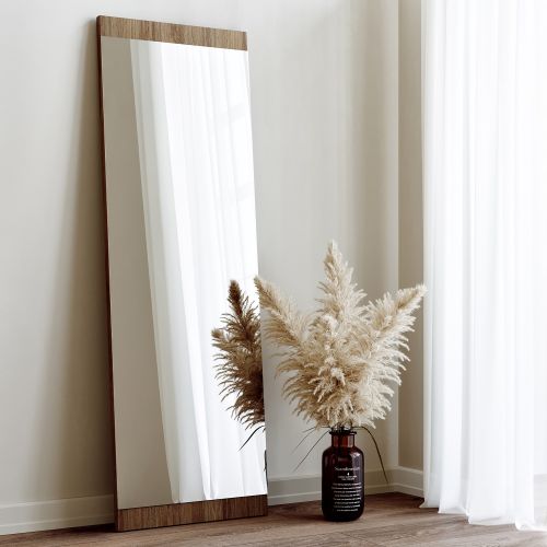 Specchio Marrone Noce Trasparente Forma Rettangolare Tipologia a Parete 120x40h cm, Colore Struttura Trasparente - Cengio
