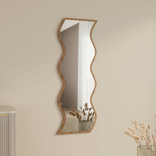 Specchio Marrone Noce Trasparente Forma Rettangolare Tipologia a Parete 40x120h cm, Colore Struttura Trasparente - Metonoka