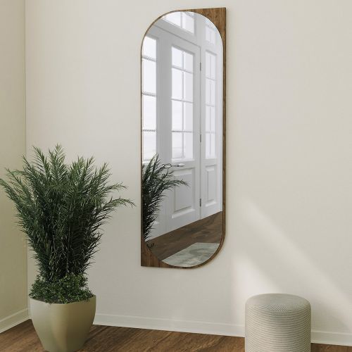 Specchio Marrone Noce Trasparente Forma Rettangolare Tipologia a Parete 52x152h cm, Colore Struttura Trasparente - Burgio