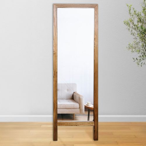 Specchio Marrone Noce Trasparente Forma Rettangolare Tipologia a Terra 45x145h cm, Colore Struttura Trasparente - Crea