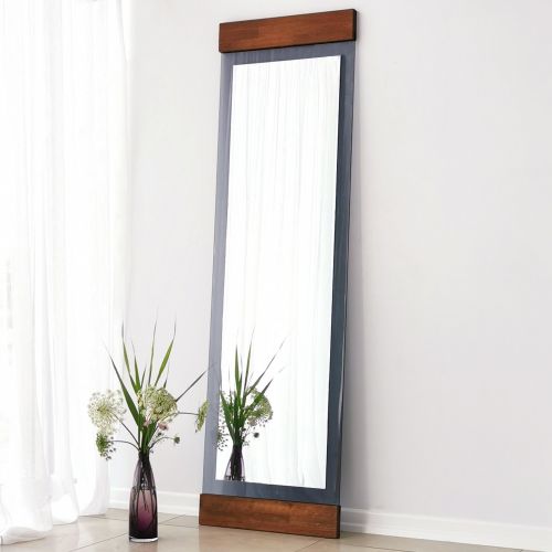 Specchio Marrone Noce Trasparente Fume Forma Rettangolare Tipologia a Terra 50x170h cm, Sfumatura Colore Struttura Noce - Lanzada