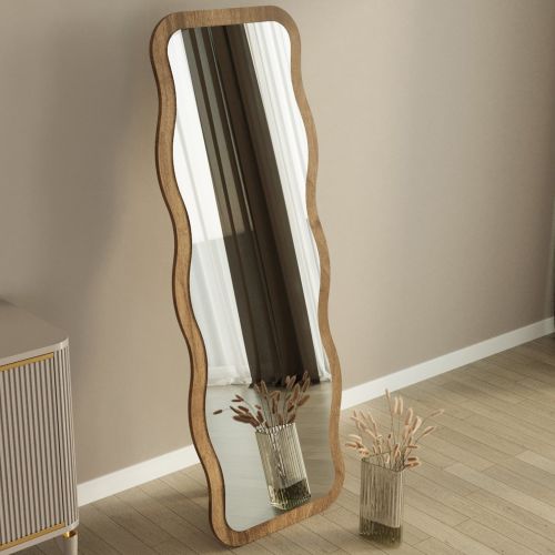 Specchio Marrone Rovere Scuro Trasparente Forma Rettangolare Tipologia a Terra 50x160h cm, Colore Struttura Trasparente - Bissone