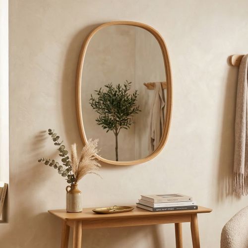Specchio Marrone Rovere Trasparente Forma Ovale Tipologia a Parete 38x55h cm, Colore Struttura Trasparente - Piansano