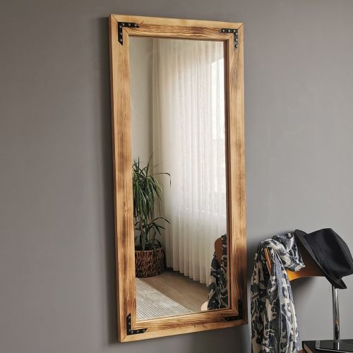 Specchio Marrone Rovere Trasparente Forma Rettangolare Tipologia a Parete 50x110h cm, Colore Struttura Trasparente - Buscate