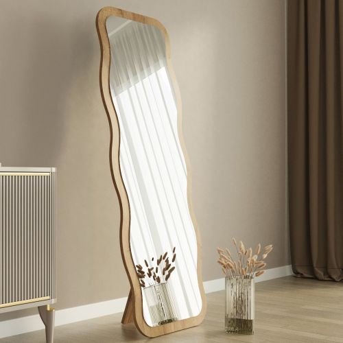 Specchio Marrone Rovere Trasparente Forma Rettangolare Tipologia a Terra 50x160h cm, Colore Struttura Trasparente - Bissone