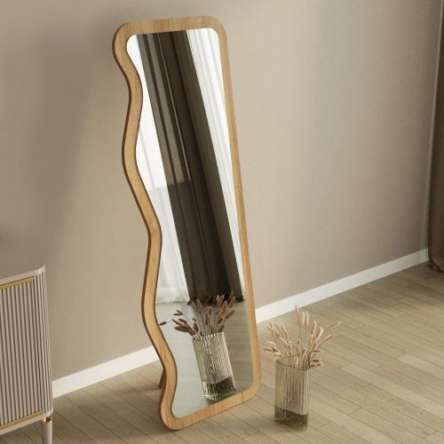 Specchio Marrone Rovere Trasparente Forma Rettangolare Tipologia a Terra 50x160h cm, Colore Struttura Trasparente - Bissonen