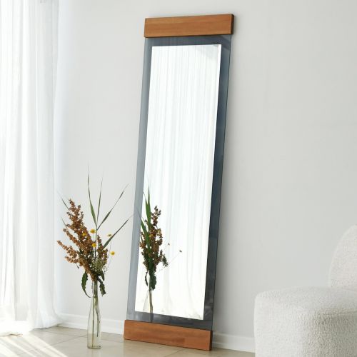 Specchio Marrone Rovere Trasparente Forma Rettangolare Tipologia a Terra 50x170h cm, Colore Struttura Trasparente - Lanzada