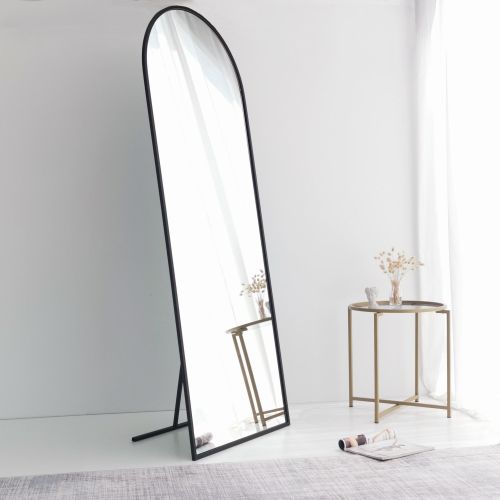 Specchio Nero Opaco Trasparente Forma Rettangolare Tipologia a Terra 65x180h cm, Colore Struttura Trasparente - Rogno