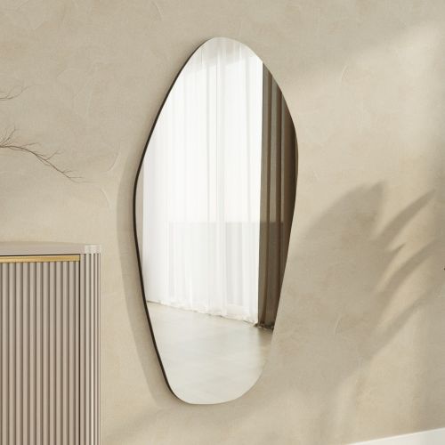 Specchio Nero Trasparente Forma Ovale Tipologia a Parete 60x120h cm, Colore Struttura Trasparente - Bultei