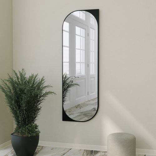 Specchio Nero Trasparente Forma Rettangolare Tipologia a Parete 52x152h cm, Colore Struttura Trasparente - Burgio