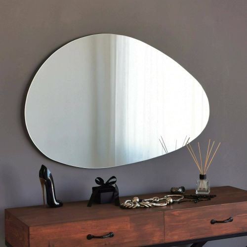 Specchio Nix, Specchiera, Articolo d'arredo a muro, Decorazione con specchio, 76x2 h50 cm, Bianco