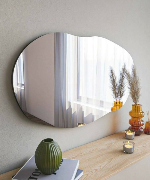 Specchio Ophelia, Specchiera, Articolo d'arredo a muro, Specchio con cornice, 52x2h89 cm, Nero