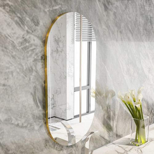 Specchio oro Trasparente Forma Ovale Tipologia a Parete 45x85h cm, Colore Struttura Trasparente - Teco