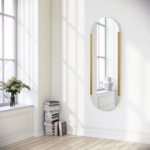 Specchio oro Trasparente Forma Ovale Tipologia a Parete 50x150h cm, Colore Struttura Trasparente - Rivara