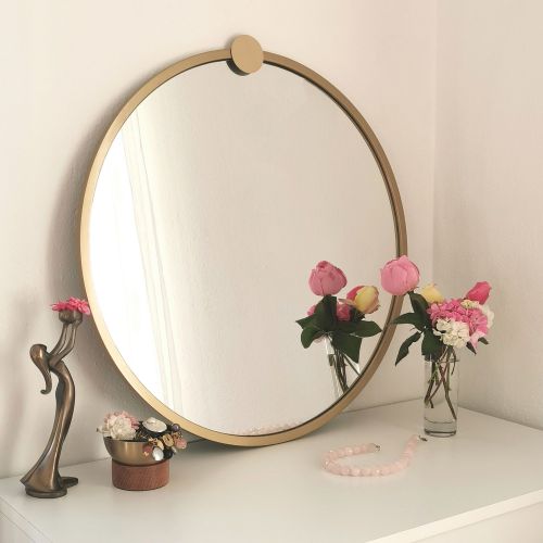 Specchio oro Trasparente Forma Rotondo Tipologia a Parete 60x60h cm, Colore Struttura Trasparente - Corti