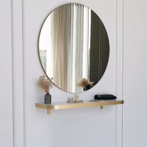 Specchio oro Trasparente Forma Rotondo Tipologia a Parete 90x90h cm, Colore Struttura Trasparente - Gonnesa