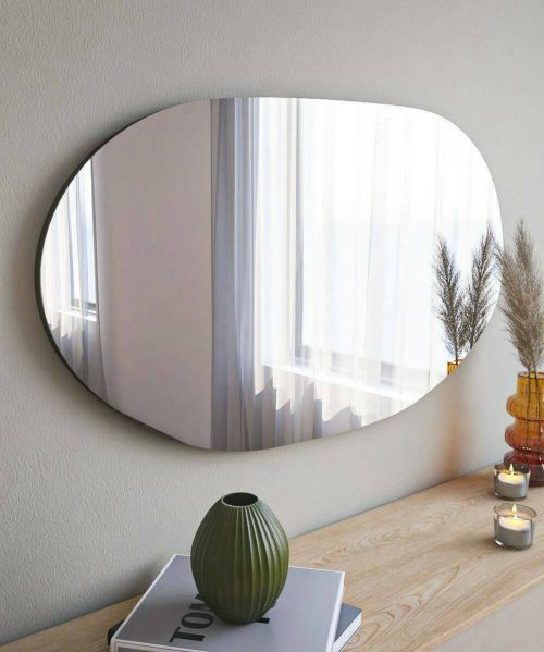 Specchio Pelagus, Specchiera, Articolo d'arredo a muro, Specchio con cornice, 52x2h89 cm, Nero
