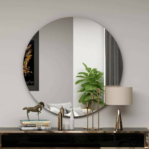 Specchio Phaeton, Specchiera, Articolo d'arredo a muro, Specchio con cornice, 70x2h70 cm, Nero