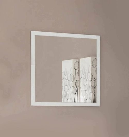 Specchio Rino, Specchio da bagno, 100% Made in Italy, cm 60x2h60, Bianco lucido