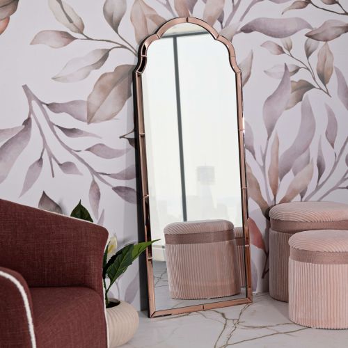 Specchio Rosa Trasparente Cornice Sagomata Forma Rettangolare 55x150h cm, Tipologia a Parete - Berat