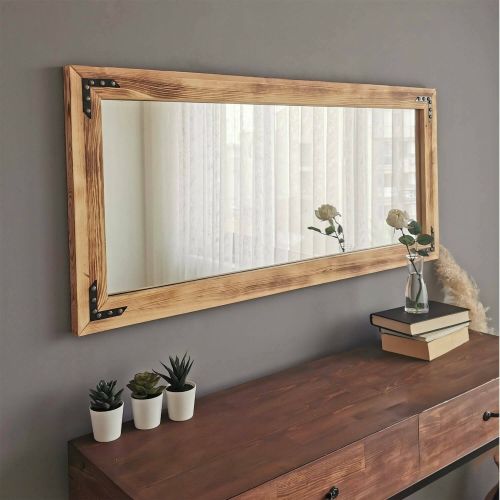 Specchio Tantalus, Specchiera, Articolo d'arredo a muro, Decorazione con specchio, 110x3 h50 cm, Noce