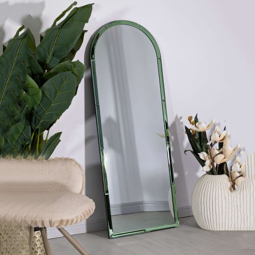 Specchio Verde Trasparente Forma Rettangolare Tipologia a Parete 55x150h cm, Colore Struttura Trasparente - Nida