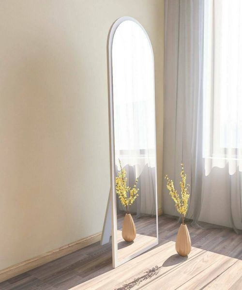 Specchio Zaniah, Specchiera, Articolo d'arredo a muro, Specchio con cornice, 50x2h160 cm, Bianco