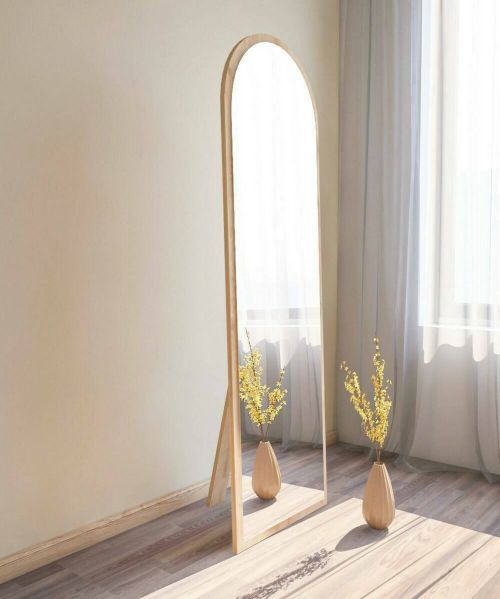 Specchio Zaniah, Specchiera, Articolo d'arredo a muro, Specchio con cornice, 50x2h160 cm, Naturale