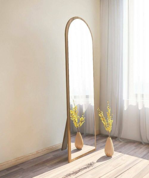 Specchio Zaniah, Specchiera, Articolo d'arredo a muro, Specchio con cornice, 50x2h160 cm, Noce
