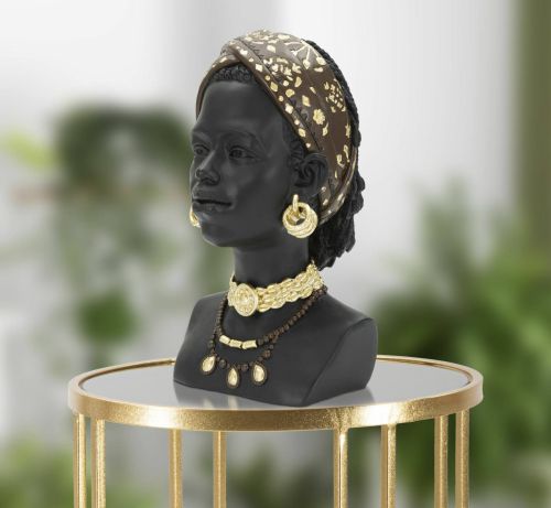 Statua Besano, Complemento d'arredo, Articolo decorativo, Accessorio d'arredo, Nero e Multicolore, 19x19 h30 cm