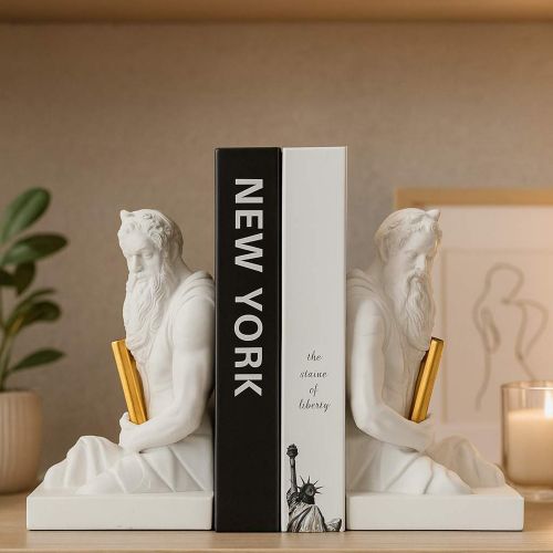 Statua Bianco oro Statua Fermalibro Colore Struttura oro, - Faropa