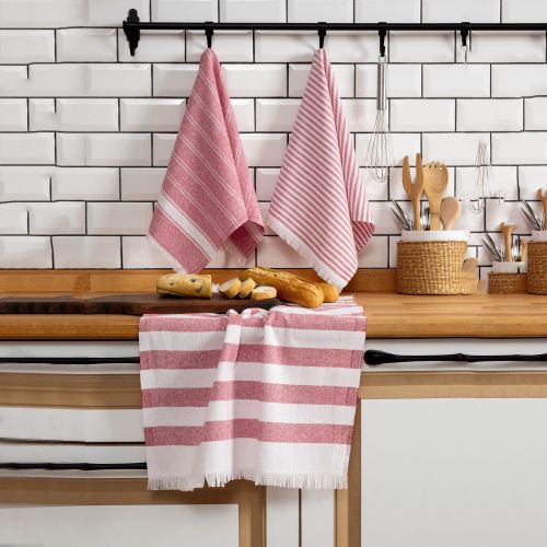 Strofinaccio Rosso Lavabile in Lavatrice si 40° 3 Pezzi 45x65 cm, - Nifali