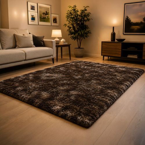 Tappeto Bronzo Altezza Pelo 35 mm 100% Poliestere Forma Rettangolare 190x133 cm, Adatto a Riscaldamento a Pavimento - Latenega