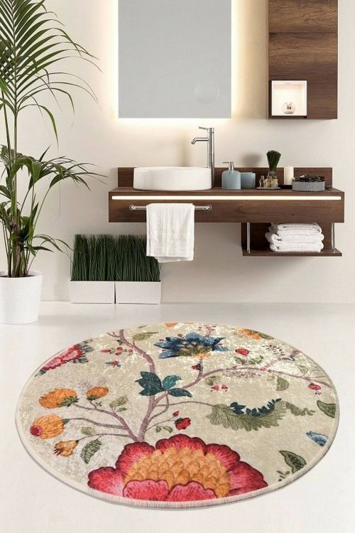 Tappeto da bagno Albano, Tappetino per bagno, Scendibagno, Pedana da bagno, Multicolore, 100x100 cm