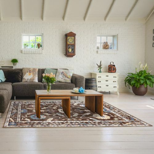 Tappeto Marrone Beige Punti 640.000 m2 Altezza Pelo 6 mm 100% Polipropilene Forma Rettangolare 190x133 cm, Adatto a Riscaldamento a Pavimento