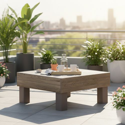 Tavolino da Esterno Marrone Noce 4 Posti 65x65x29h cm - Ionia