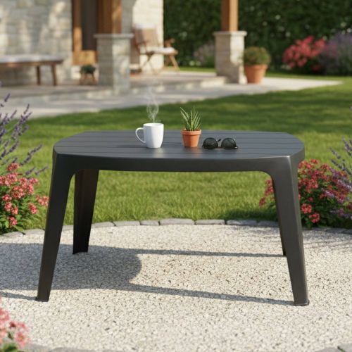 Tavolino da Esterno Nero Antracite 2 Posti 76x49x43h cm, Made in Italy - Mclendon